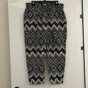 J Crew Navy/Cream Cotton Tribal Print Pants 8 EUC